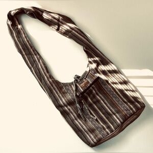 Y2K Kyber Outerwear Boho Crossbody Bag Woven Stripe 12x14 Hippie Festival